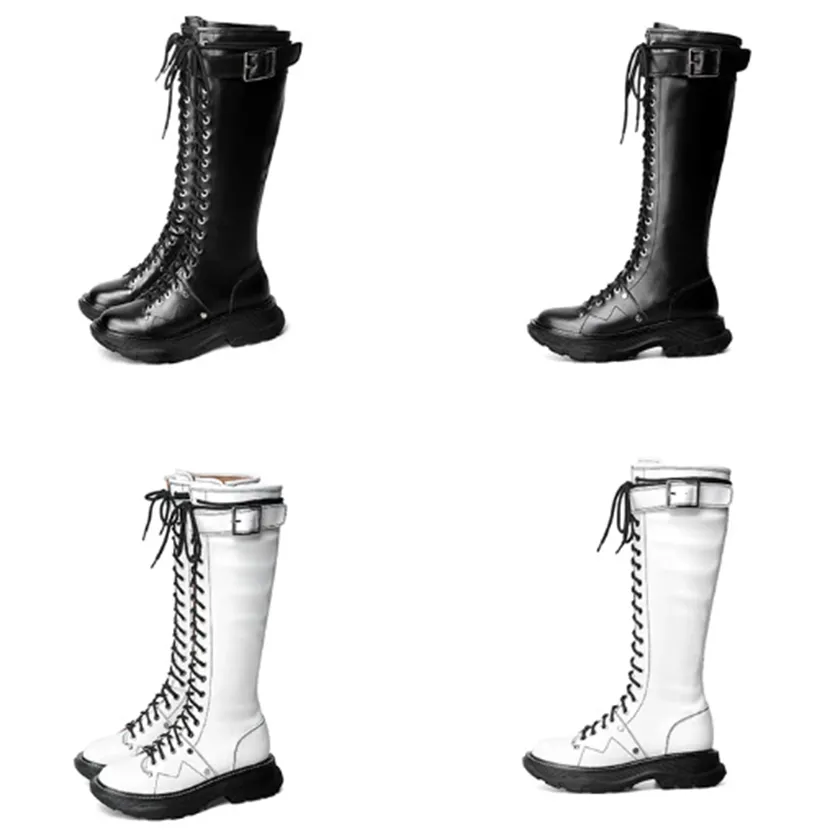 Funki Buys | Boots | Women's White Knee High Lace Up Boots