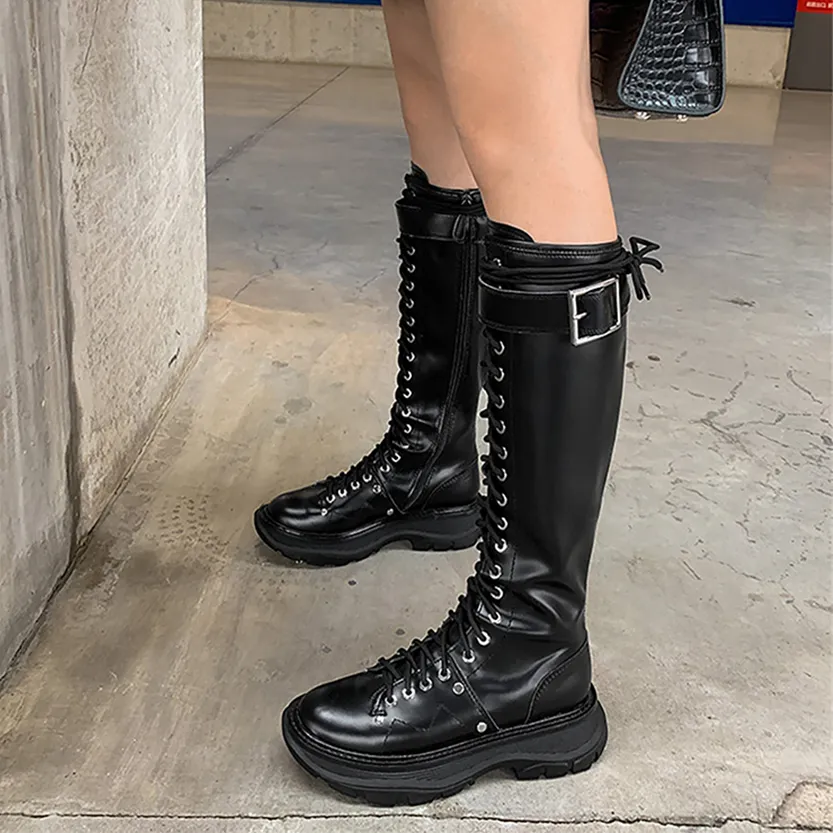 Funki Buys | Boots | Women's White Knee High Lace Up Boots