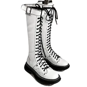 Funki Buys | Boots | Women's White Knee High Lace Up Boots