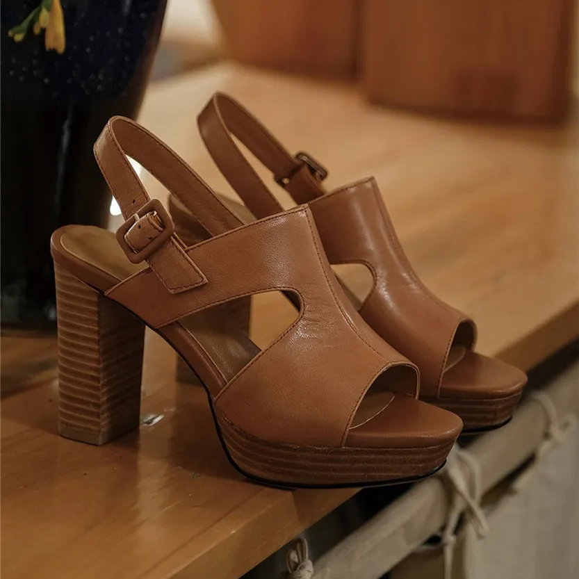 Funki Buys | Shoes | Women's Real Leather Block Heel Sandals