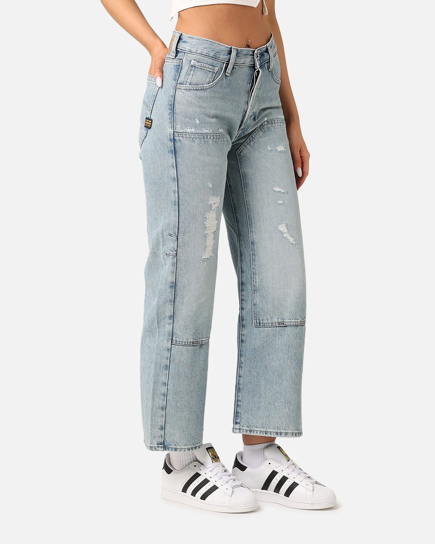 G-Star Women's Bowey 3D Carpenter Loose Jeans Sun Faded Fogbo