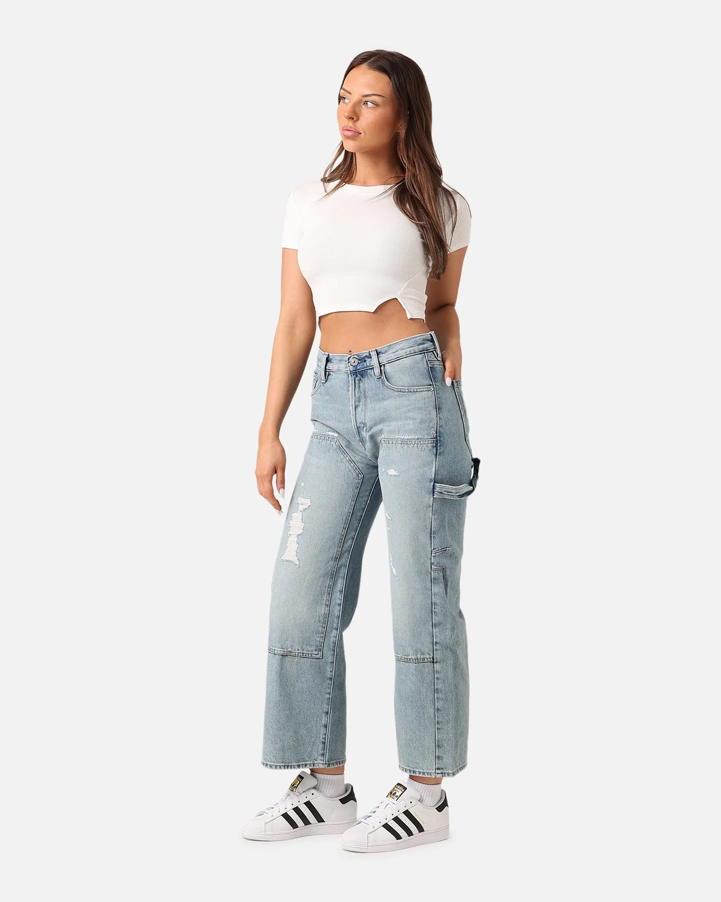 G-Star Women's Bowey 3D Carpenter Loose Jeans Sun Faded Fogbo