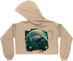 Galactic Art Women's Cropped Fleece Hoodie - Graphic Cropped Hoodie for Women - Space Hooded Sweatshirt