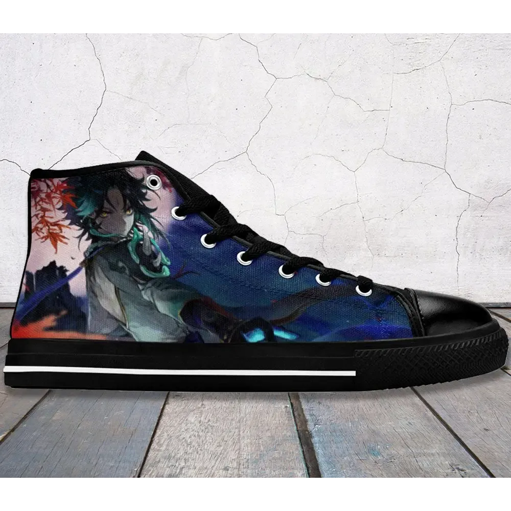 Genshin Impact Xiao Shoes High Top Sneakers for Kids and Adults