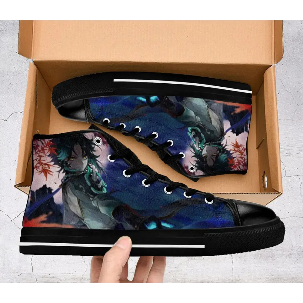 Genshin Impact Xiao Shoes High Top Sneakers for Kids and Adults