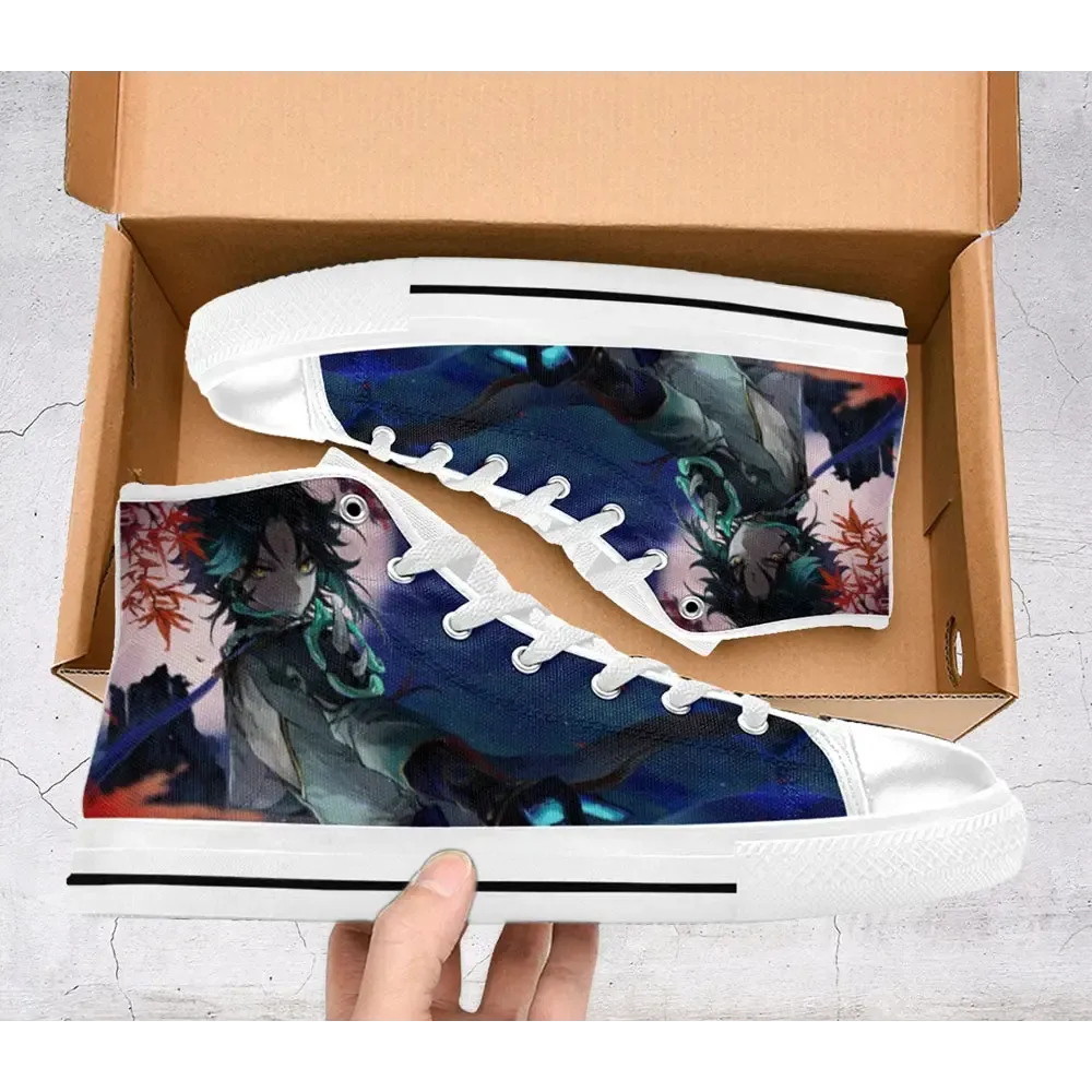 Genshin Impact Xiao Shoes High Top Sneakers for Kids and Adults
