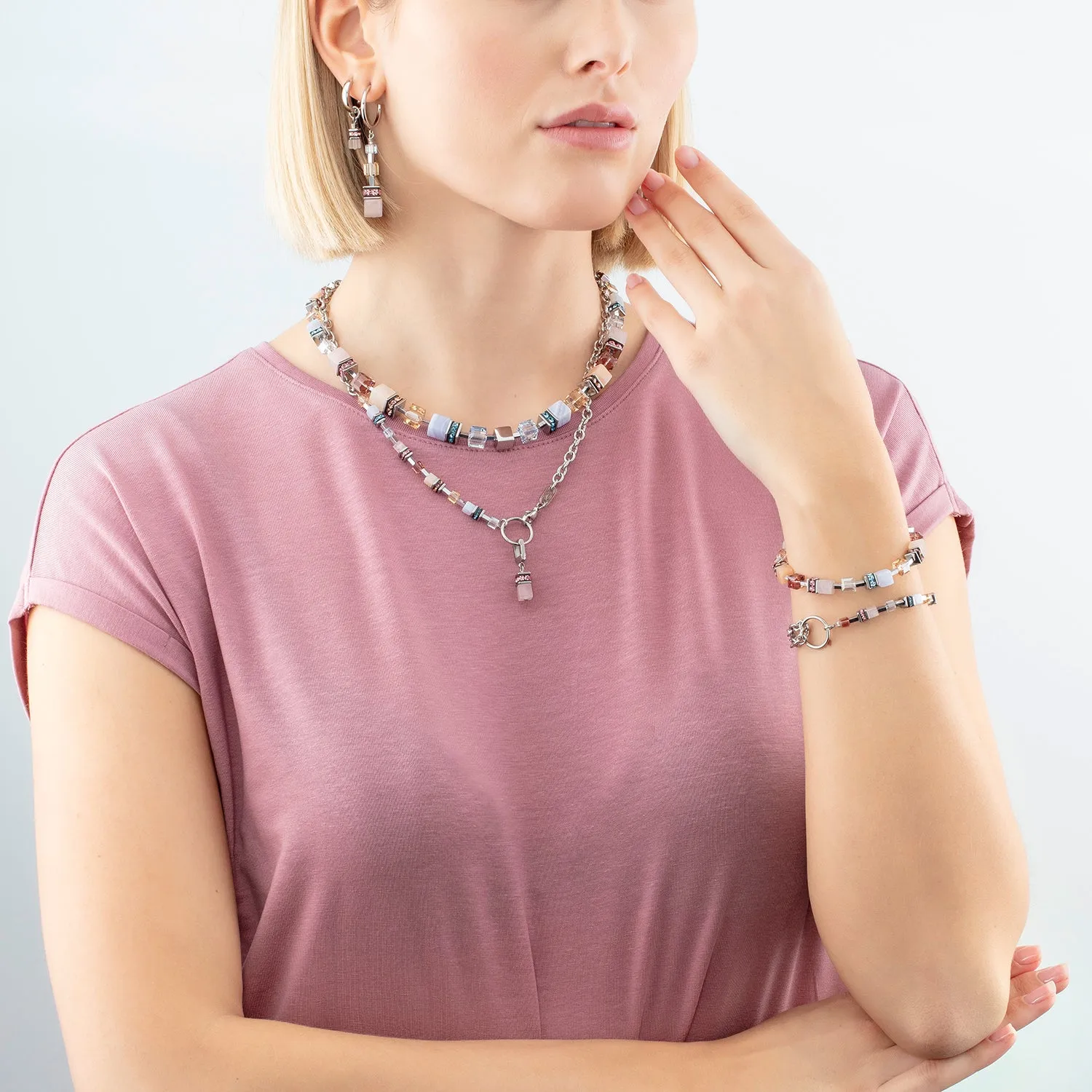 GeoCUBE® Fusion Charm necklace silver-pastel