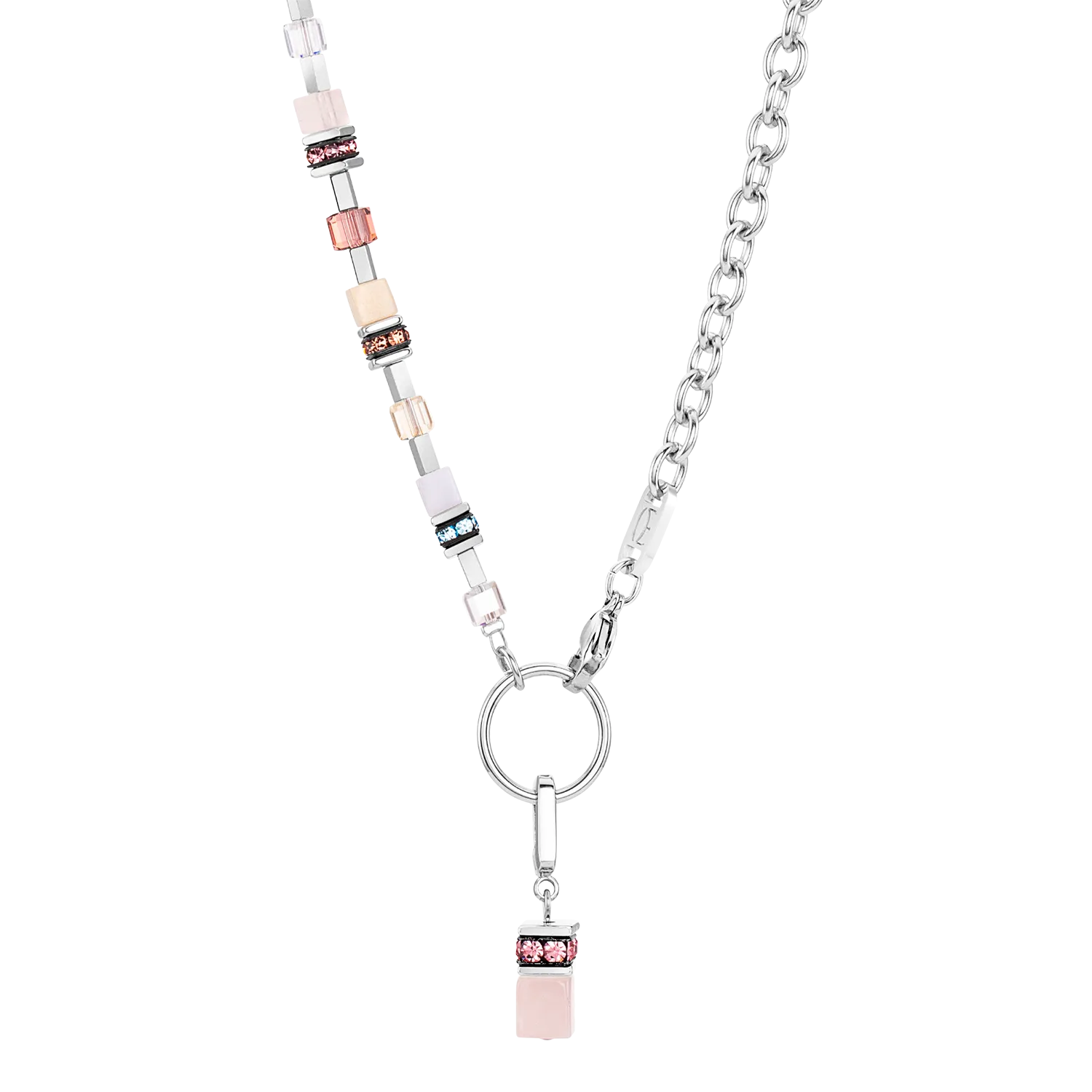 GeoCUBE® Fusion Charm necklace silver-pastel