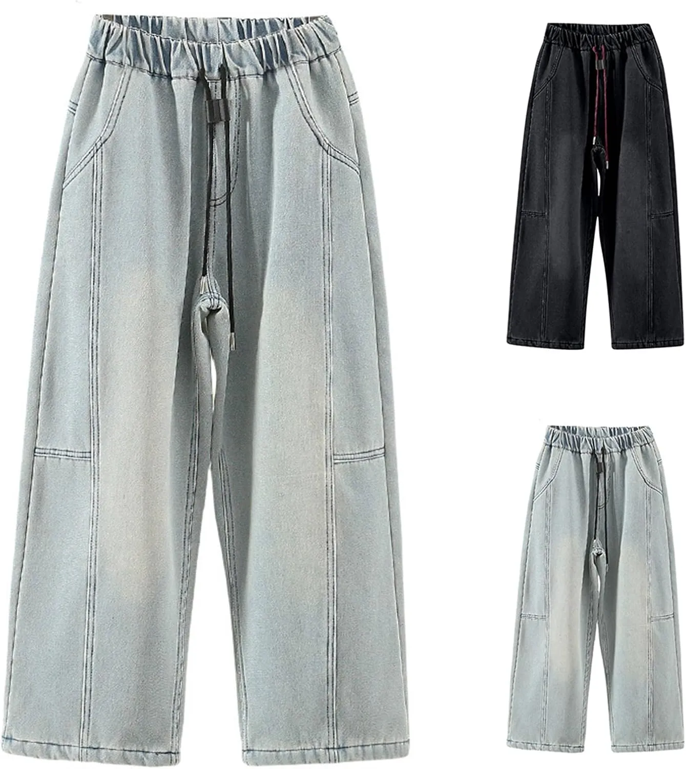 Girls Baggy Jeans Wide Leg Baggy Jeans High Waist Cargo Pants Vintage Streetwear Denim Jeans