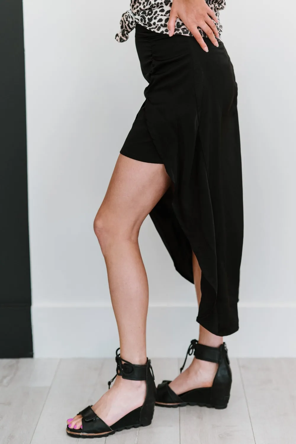 Glam It Up Ruched Satin Tulip Hem Skirt