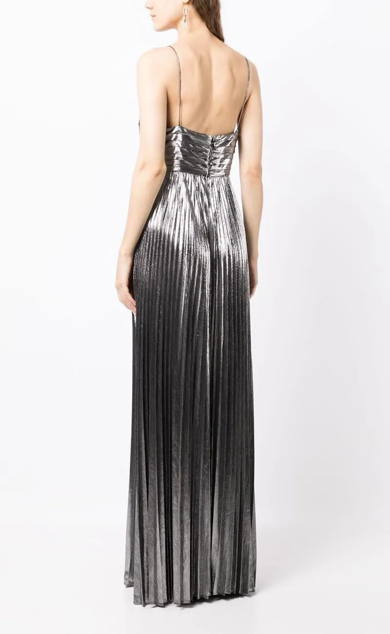 Glitter Metallic Satin Prom Dresses for Women 2024 Spaghetti Straps Long Formal Party Evening Gowns with Slit DE128