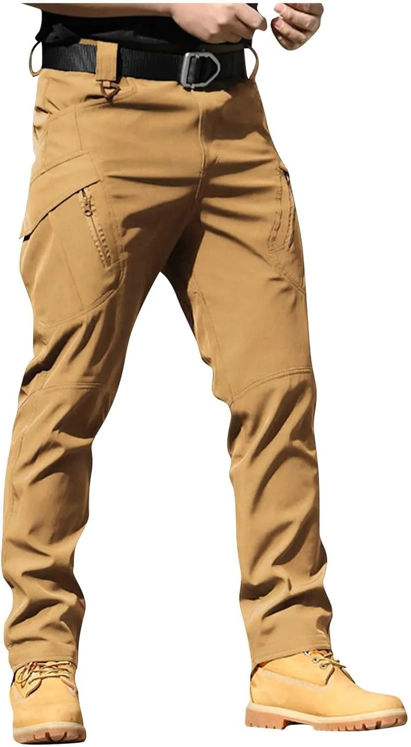 GOFULY Mens Cargo Pants Baggy Relaxed Fit Stretch Pants Tall Multi Pockets Hiking Pants Work Trousers Casual