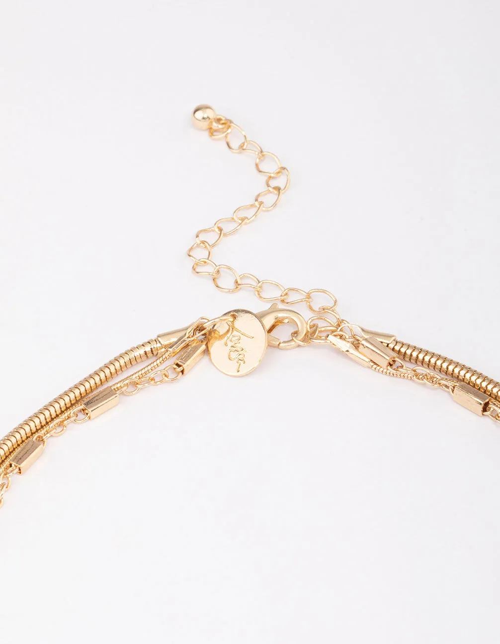 Gold Diamante & Tassel Trio Statement Necklace