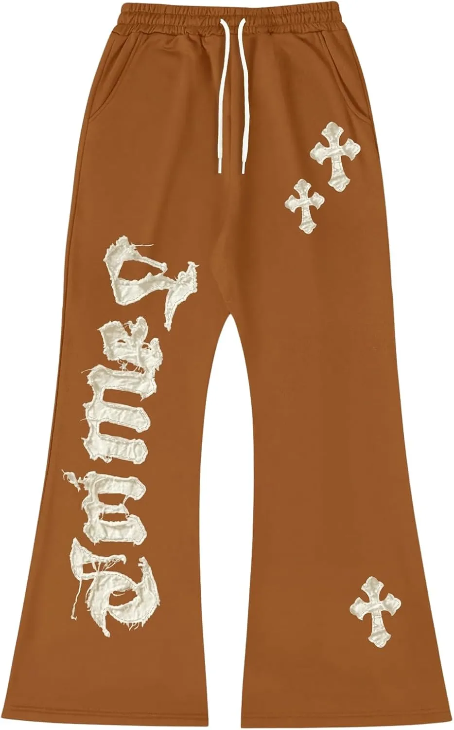 GORGLITTER Men's Graphic Stacked Sweatpants Y2K Drawstring Wide Leg Pants Casual Baggy Pants with Pockets