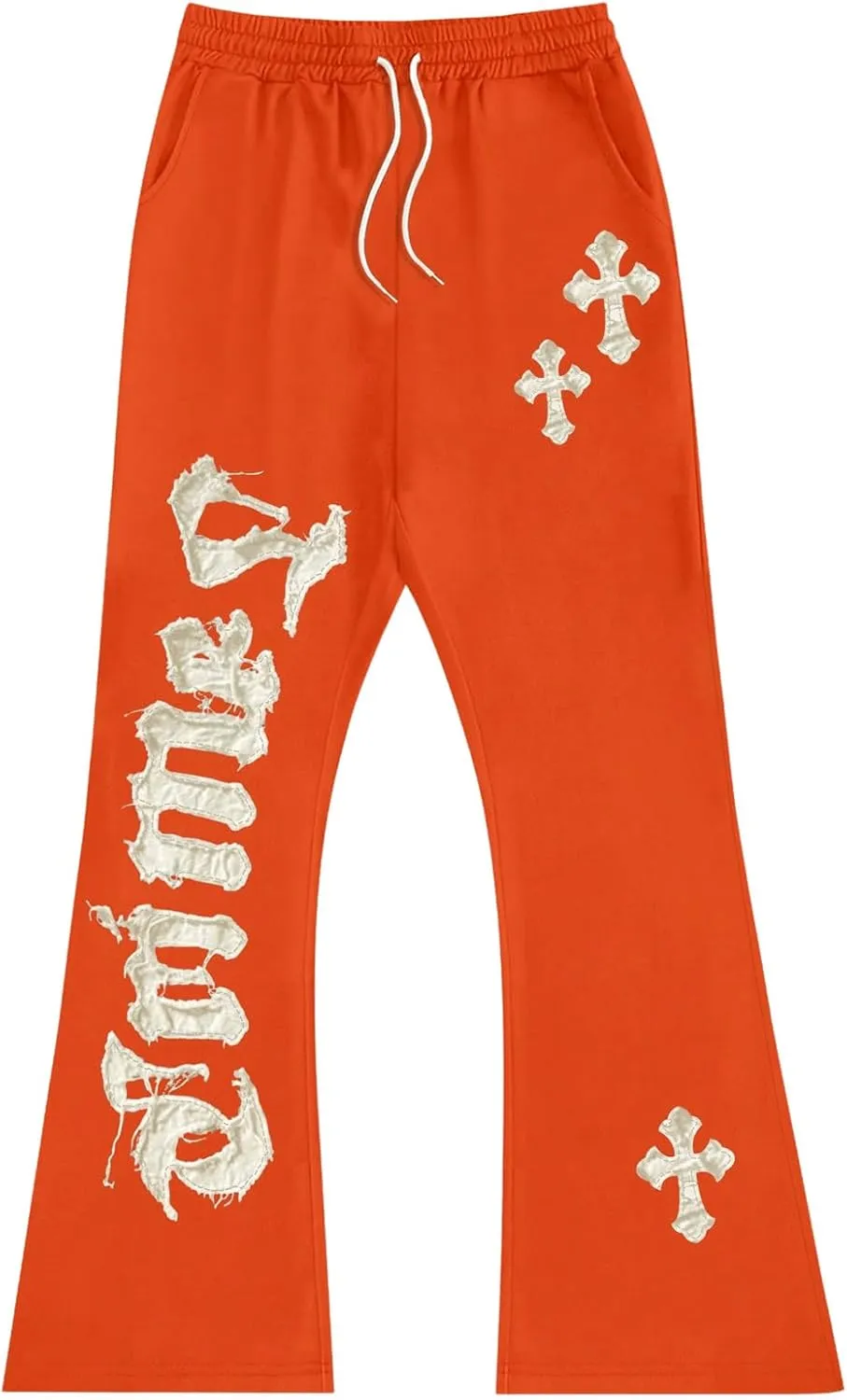 GORGLITTER Men's Graphic Stacked Sweatpants Y2K Drawstring Wide Leg Pants Casual Baggy Pants with Pockets