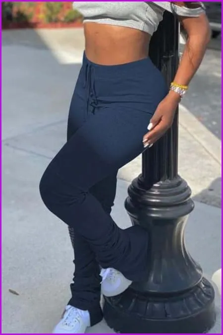 Gradient Color Ruched Split Casual Stacked Legging F1023