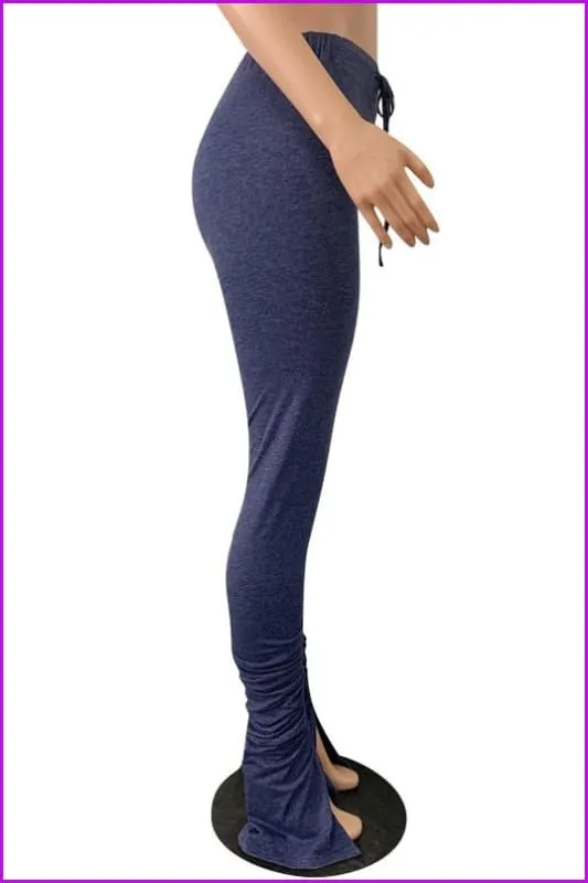 Gradient Color Ruched Split Casual Stacked Legging F1023