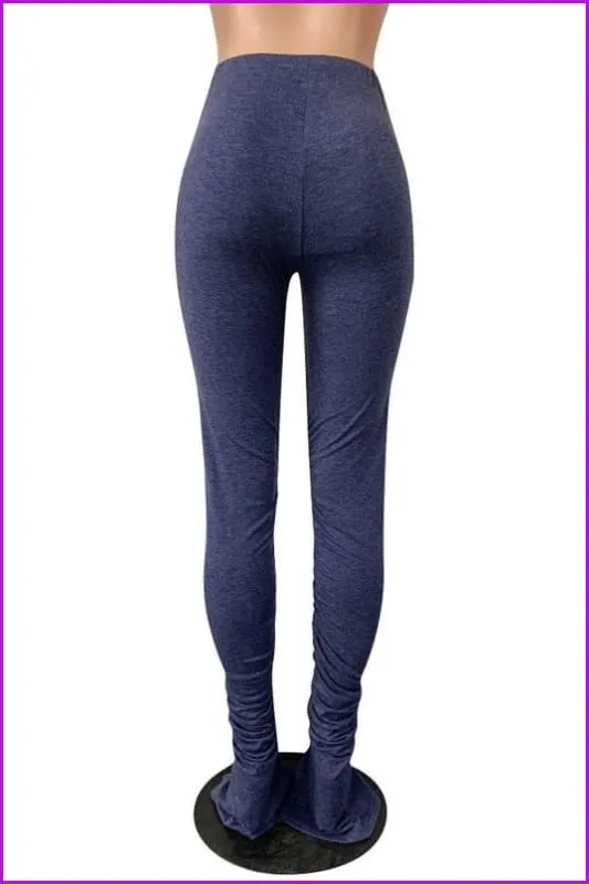 Gradient Color Ruched Split Casual Stacked Legging F1023
