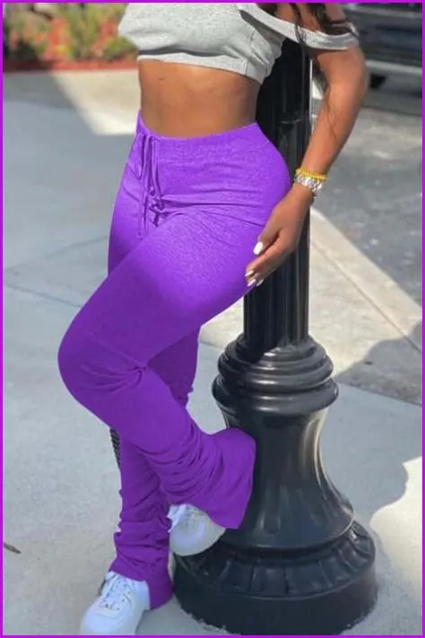 Gradient Color Ruched Split Casual Stacked Legging F1023