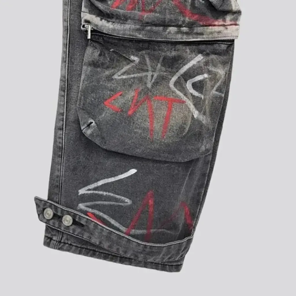 Graffiti-print voluminous jeans for women