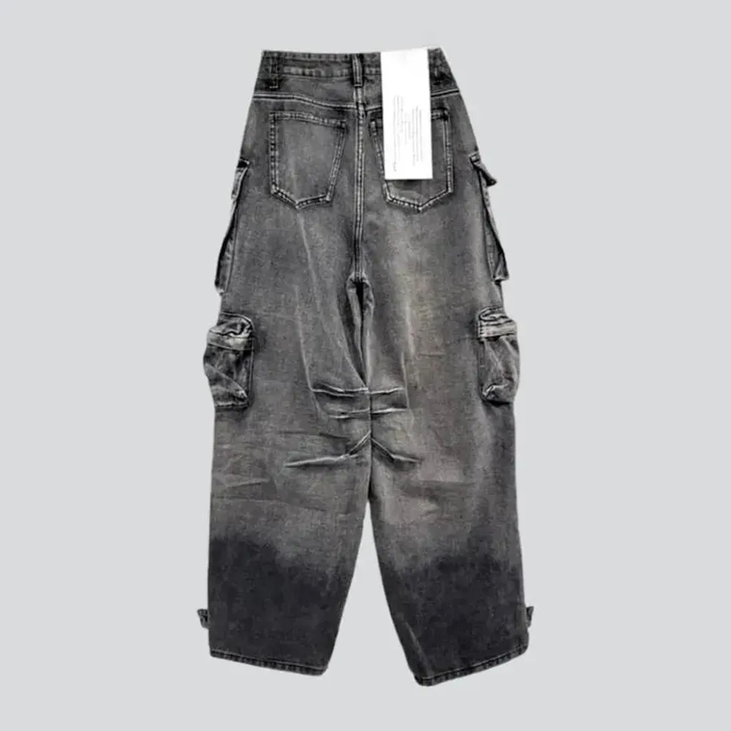 Graffiti-print voluminous jeans for women