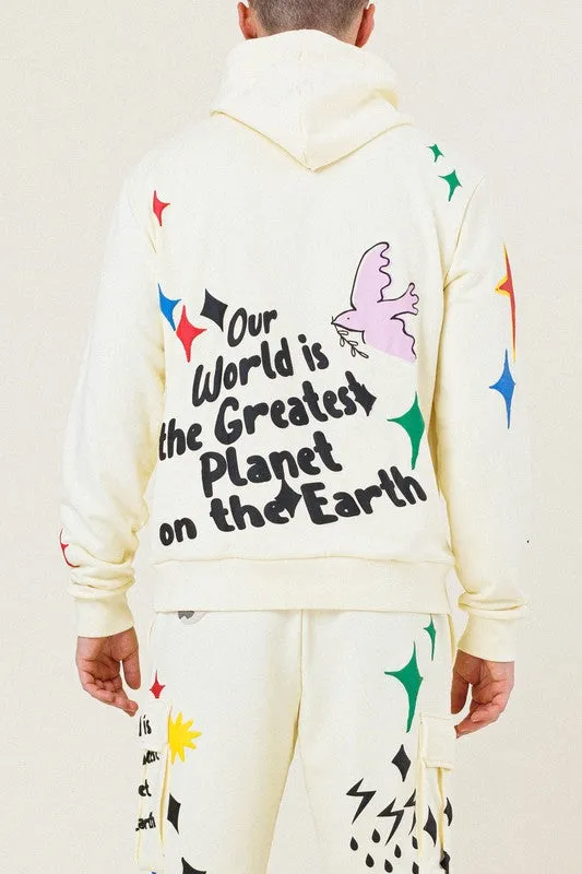 Graphic French Terry Pullover Hoodie