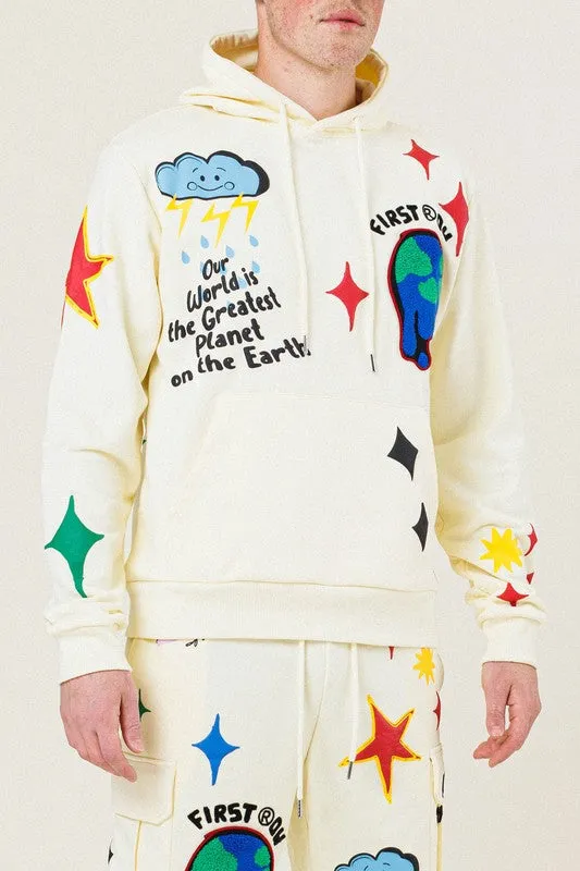 Graphic French Terry Pullover Hoodie