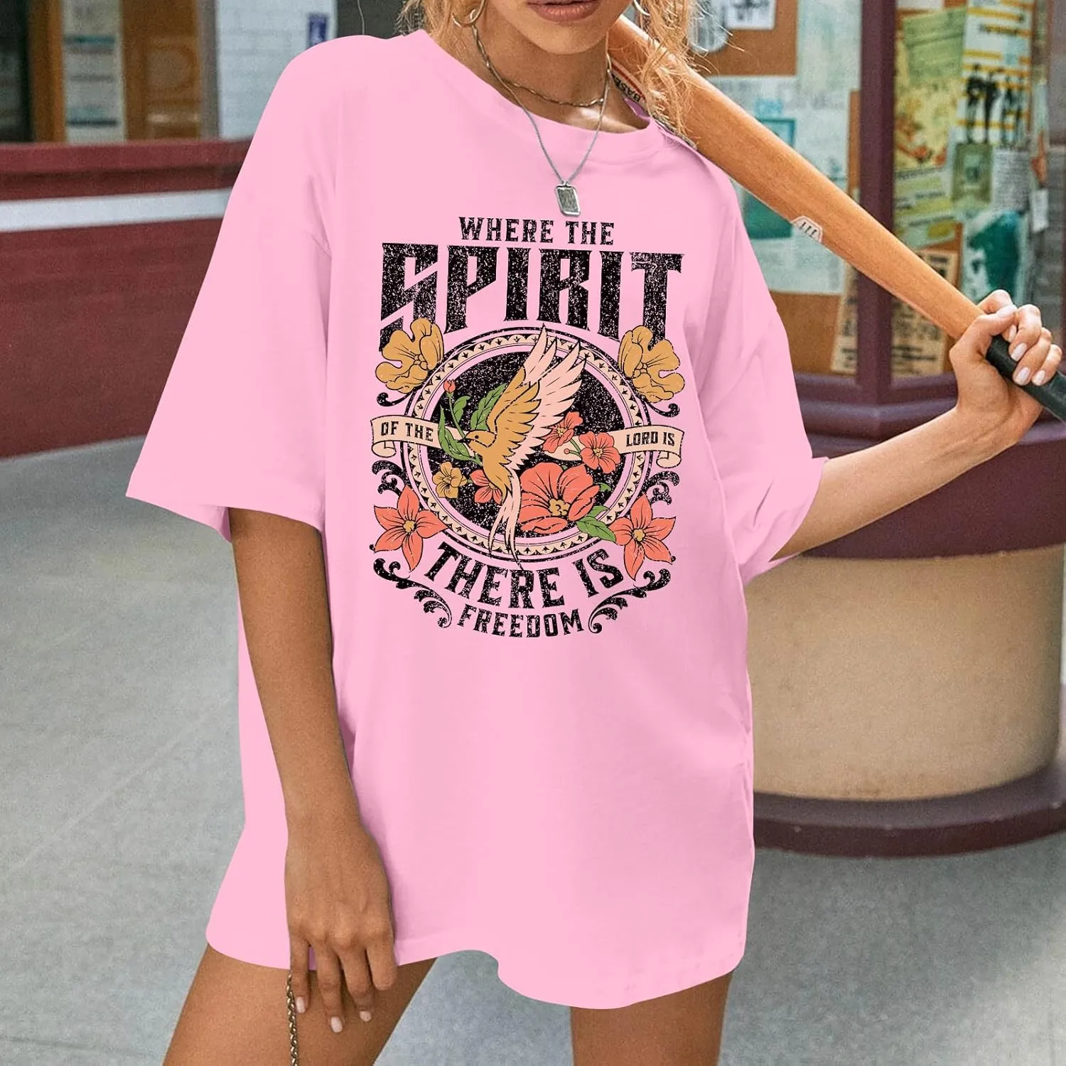 Graphic Shirts for Women Oversized Tshirt Flower Graphic Tee Boho Wildflower Christian Casual Summer Tops