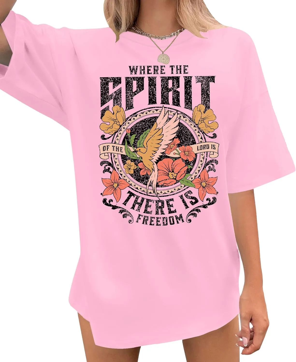 Graphic Shirts for Women Oversized Tshirt Flower Graphic Tee Boho Wildflower Christian Casual Summer Tops