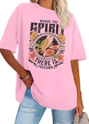Graphic Shirts for Women Oversized Tshirt Flower Graphic Tee Boho Wildflower Christian Casual Summer Tops
