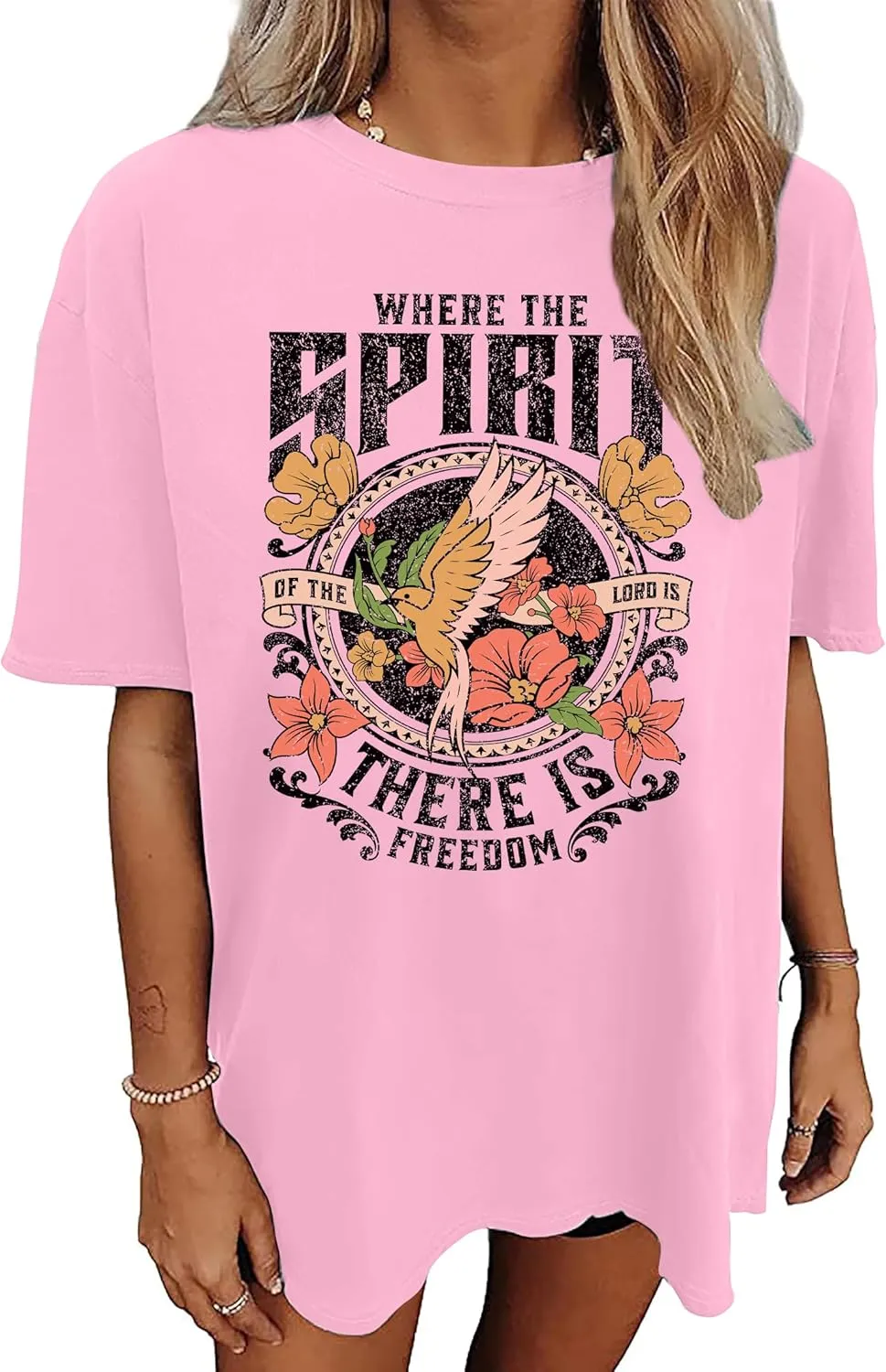 Graphic Shirts for Women Oversized Tshirt Flower Graphic Tee Boho Wildflower Christian Casual Summer Tops