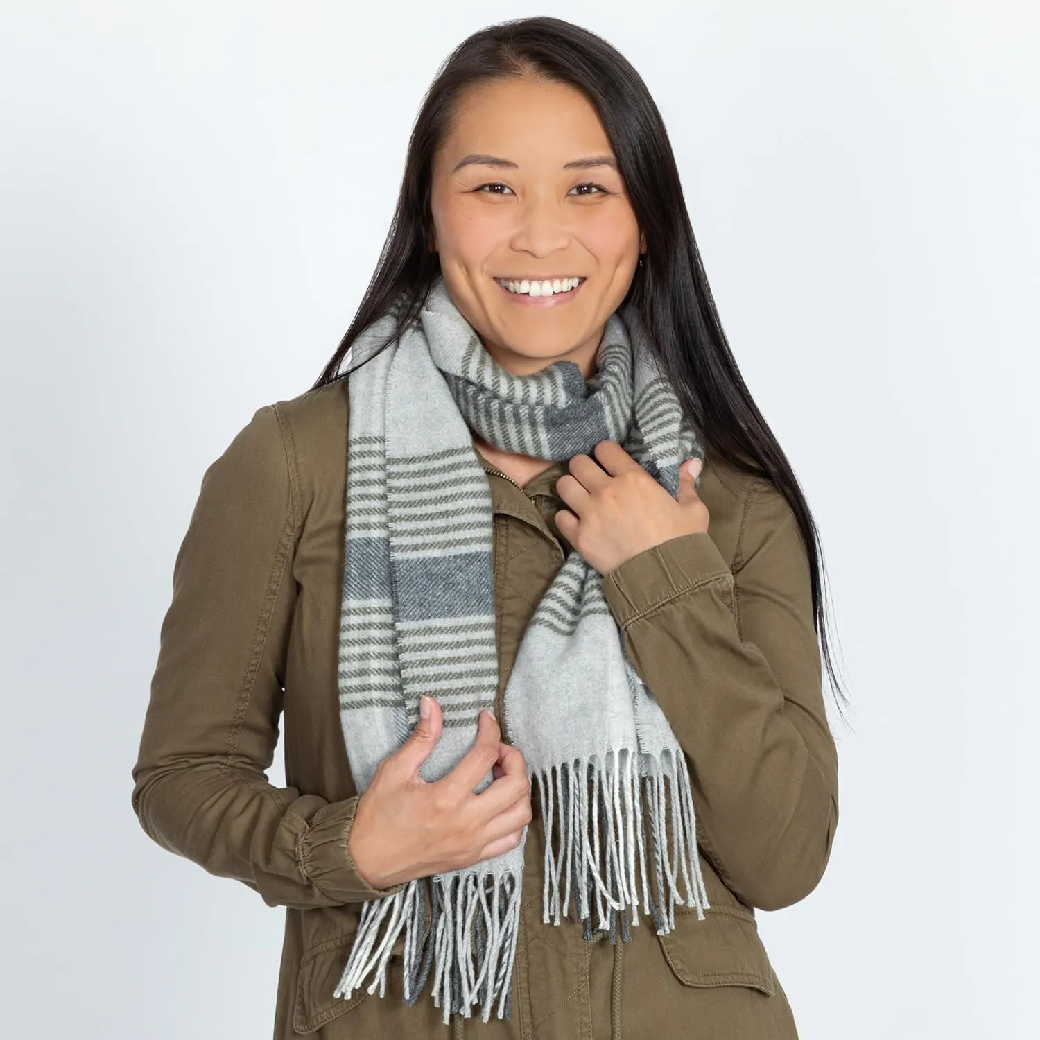 GreaterGood Ukrainian Merino Wool and Cashmere Plaid Scarf Fair Trade Luxuriously Soft Unisex Winter Handcrafted Artisan Gift