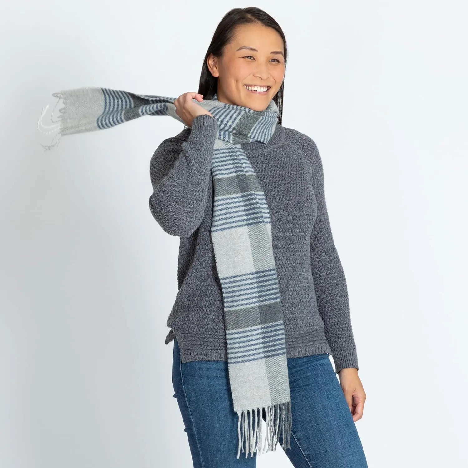 GreaterGood Ukrainian Merino Wool and Cashmere Plaid Scarf Fair Trade Luxuriously Soft Unisex Winter Handcrafted Artisan Gift