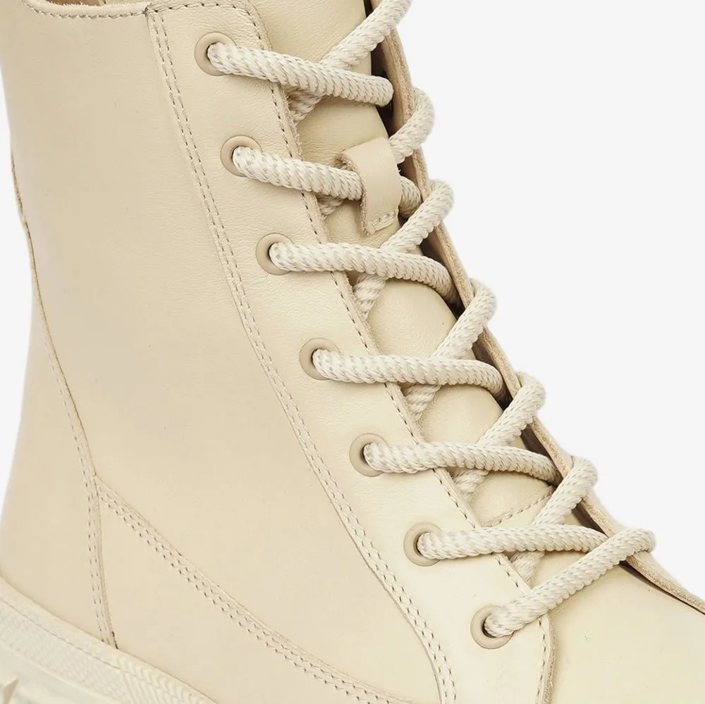 Greyder Women's Military Style High Boots in Ecru