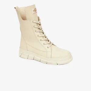 Greyder Women's Military Style High Boots in Ecru