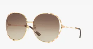 GUCCI Opulent Gold Oversized Round Sunglasses