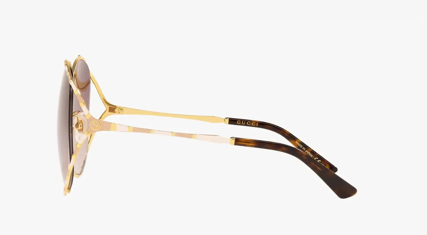 GUCCI Opulent Gold Oversized Round Sunglasses