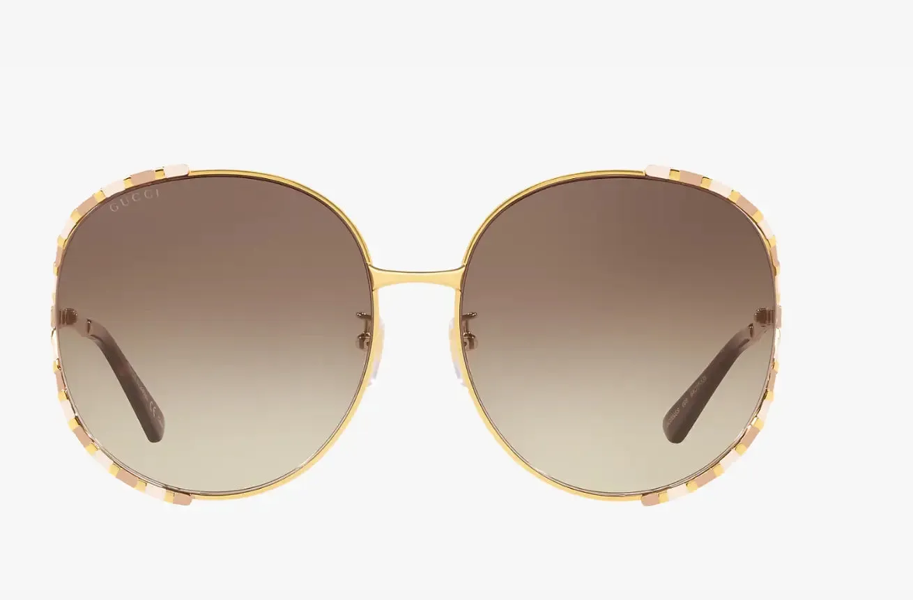 GUCCI Opulent Gold Oversized Round Sunglasses