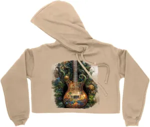 Guitar Tree Women's Cropped Fleece Hoodie - Music Cropped Hoodie for Women - Nature Hooded Sweatshirt