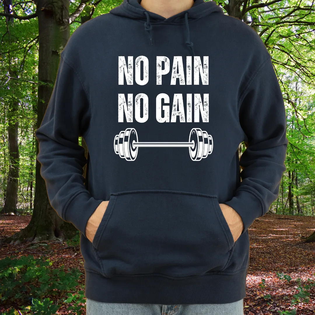 Gym Hoodie for Fitness Lover gift for Workout Lover gift for Powerlifting Hoodie Weightlifting Enthusiast NO PAIN No GAIN Hooded Sweatshirt