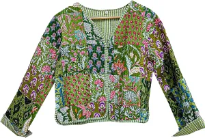 Handmade Women's Kantha Jacket, Unisex Patchwork Indian Cotton Kantha Jacket
