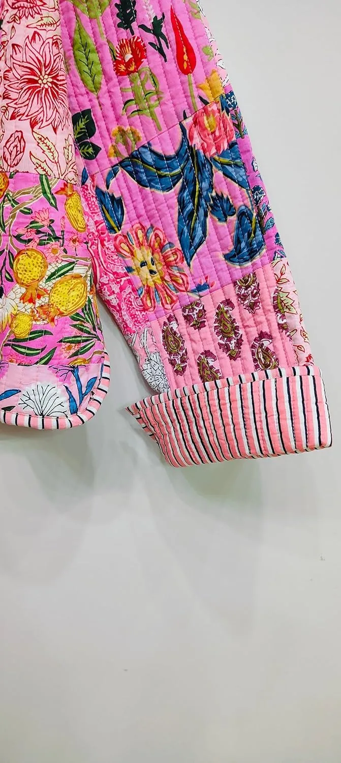 Handmade Women's Kantha Jacket, Unisex Patchwork Indian Cotton Kantha Jacket