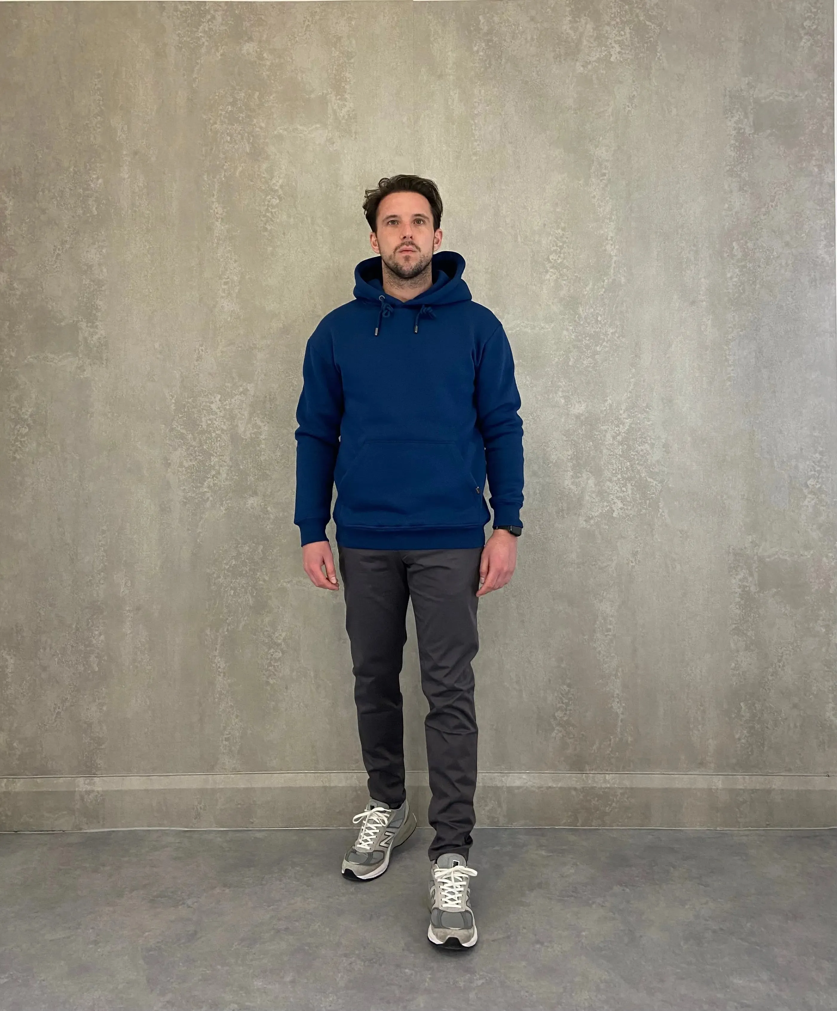 Heavy Plain Pocket Logo Hoodie - Mid Blue