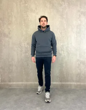 Heavy Plain Pocket Logo Hoodie - Smoked