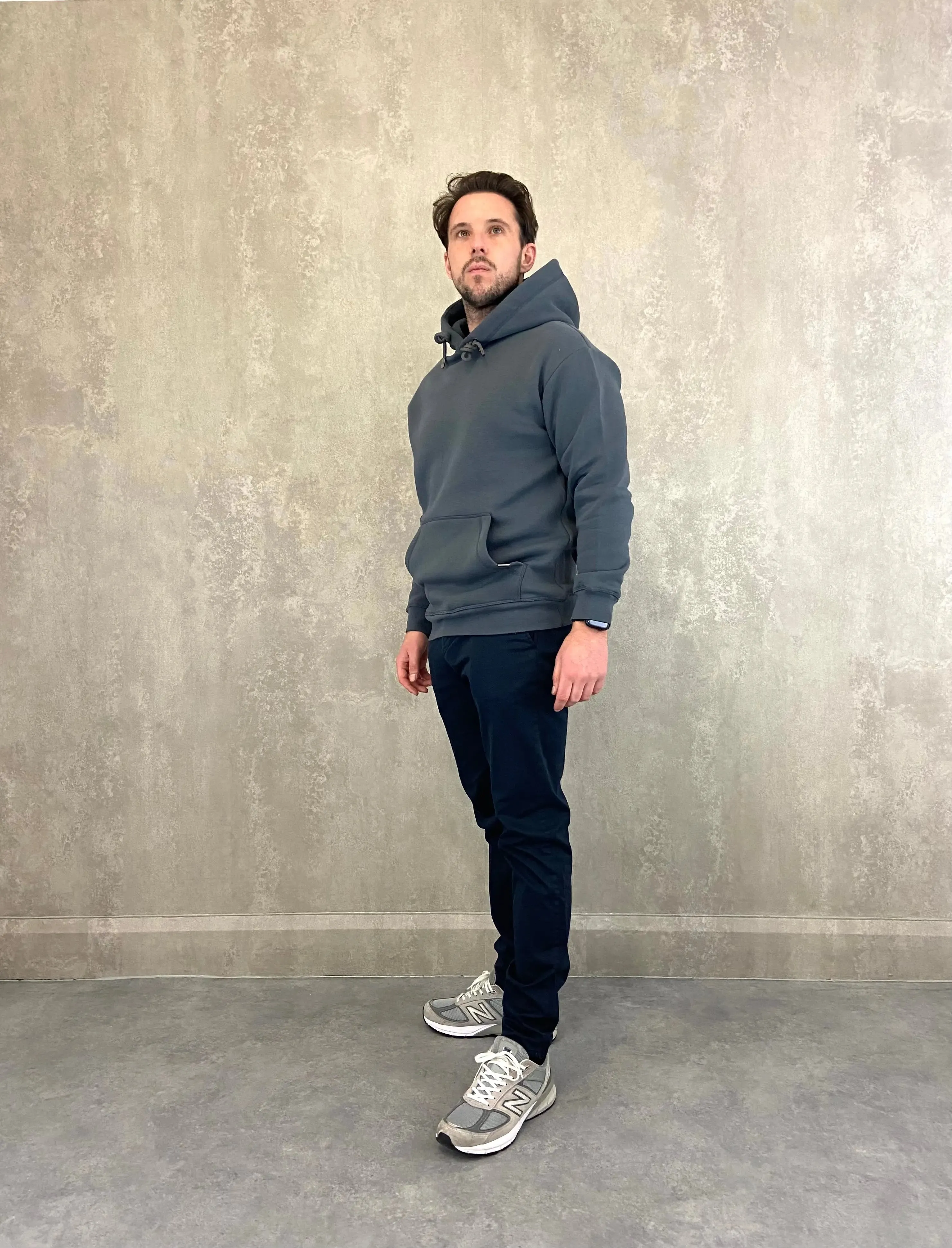 Heavy Plain Pocket Logo Hoodie - Smoked