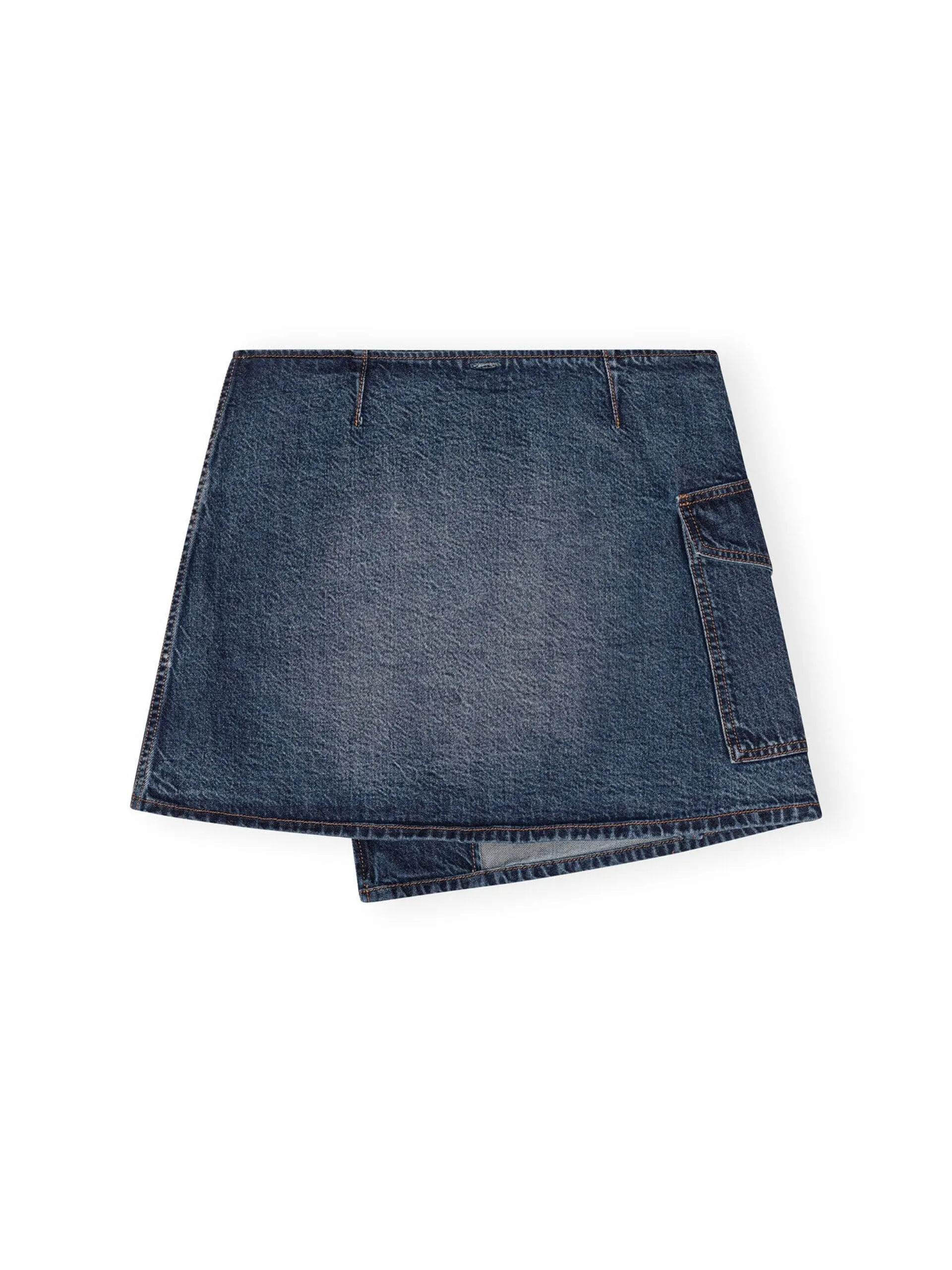 Heavy Washed Denim Flared Skirt Jeans / Mid Blue Vintage
