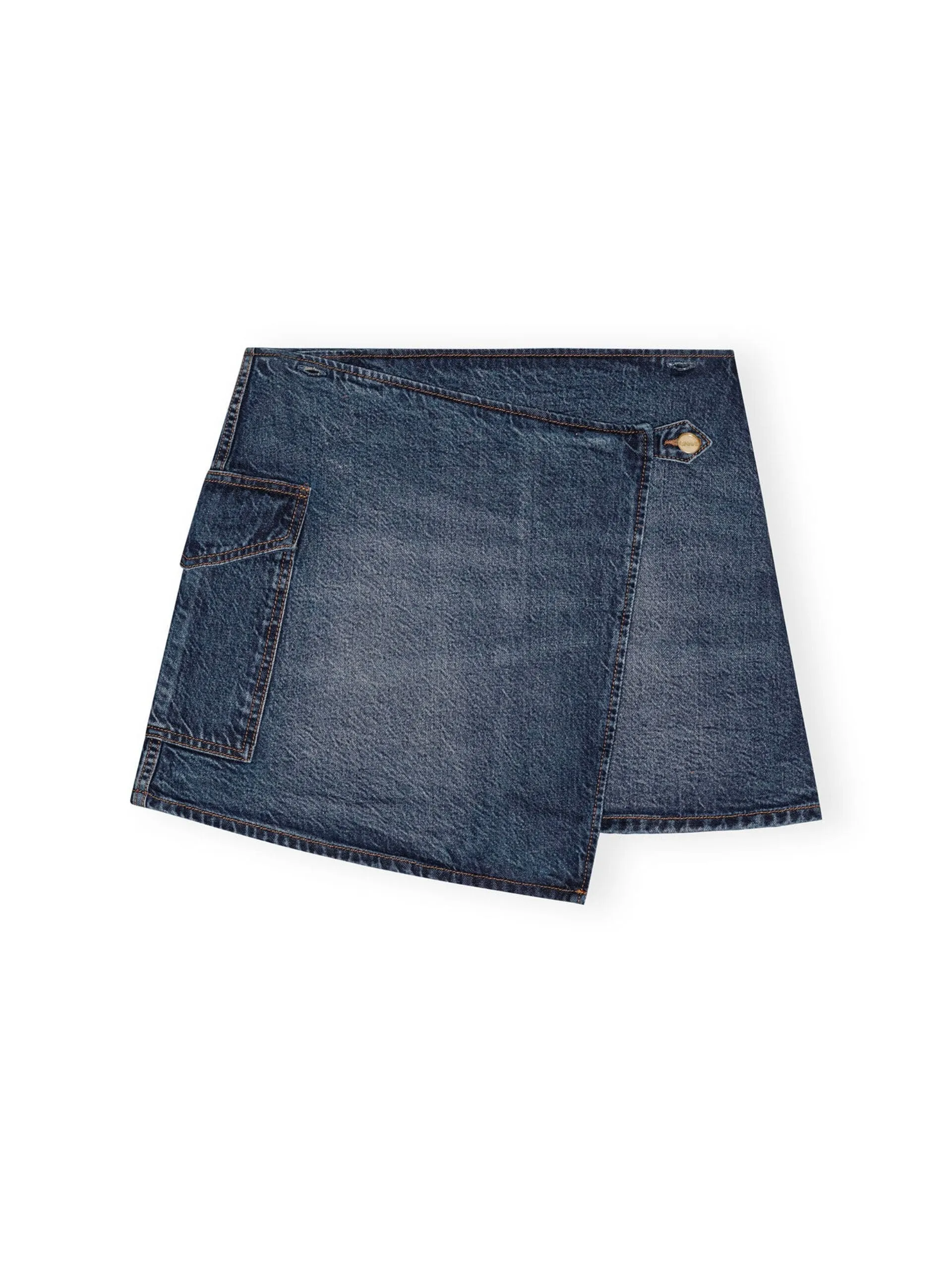 Heavy Washed Denim Flared Skirt Jeans / Mid Blue Vintage