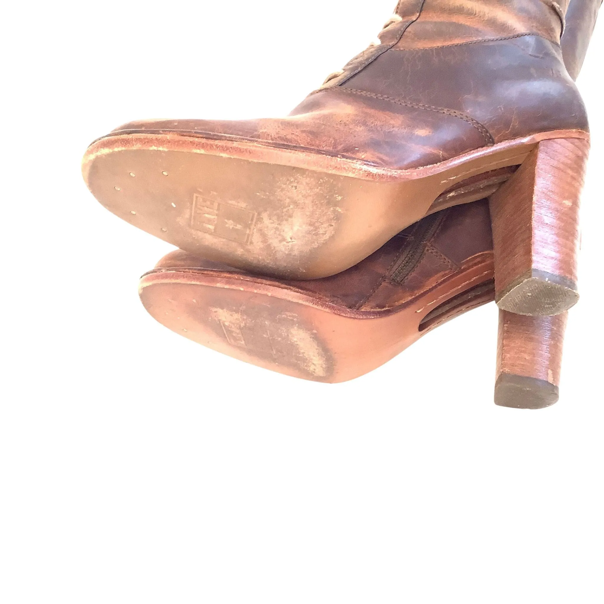 Heeled Brown Combat Boots