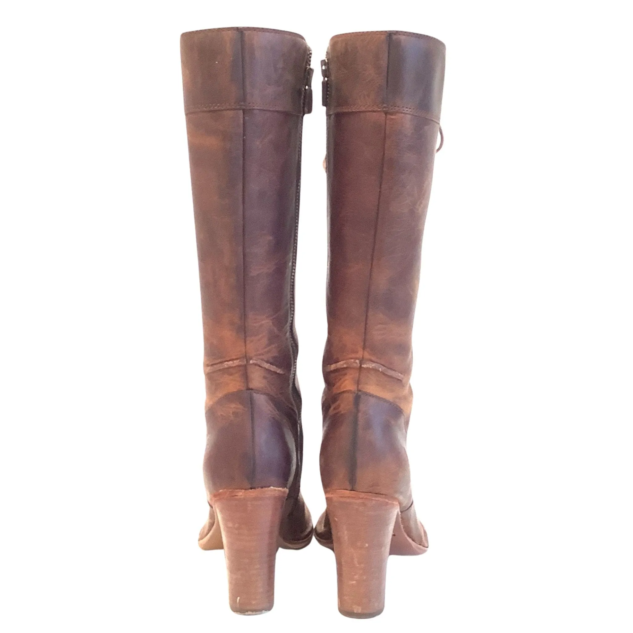 Heeled Brown Combat Boots