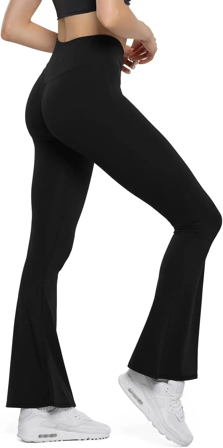 HEGALY Women's Flare Yoga Pants - Crossover Flare Leggings High Waisted Tummy Control Workout Casual Bootcut Pants